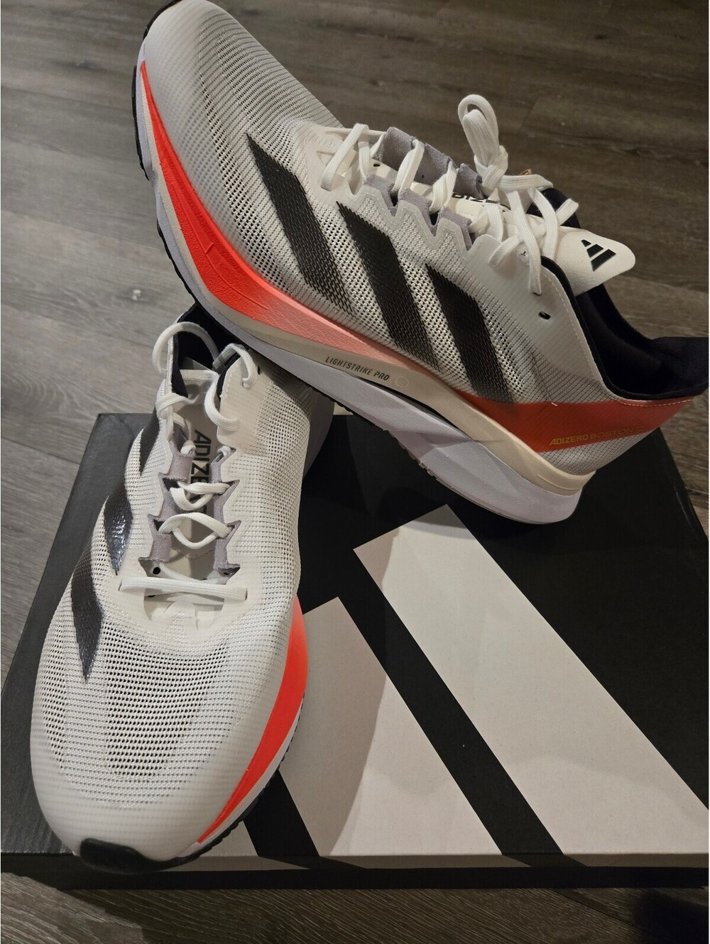 Adidas Adizero Boston 12 M Footwear White Solar Red Men Size 10 IF9210 NIB